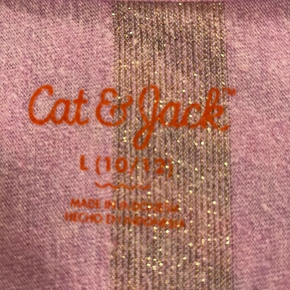 Cat & Jack Girls' ruffled blouse / top Large 10/12 lilac with gold stripes - Picture 2 of 6